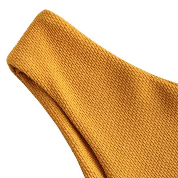 ZAFUL GOLD BANDEAU TOP AND HI-CUT HIGH WAISTED BIKINI BOTTOM SET SIZE MED NWT - Picture 5 of 6